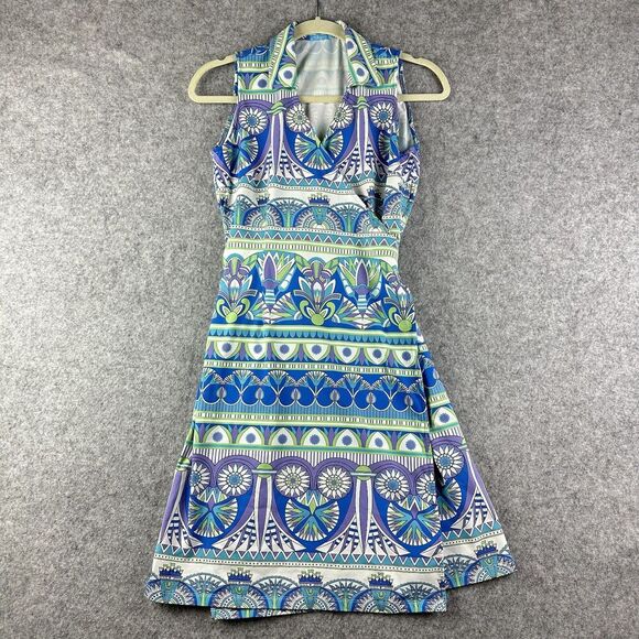 J Mclaughlin Wrap Dress Womens XS Multicolor Catalina Cloth Stretch Performance - Picture 1 of 12